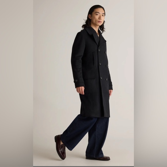 Quince NWT Black Italian Wool Double-Breasted Officer Topcoat - Picture 2 of 15